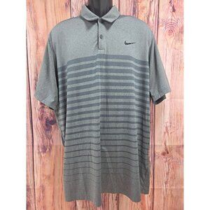 Nike Golf Dri-Fit Polo Shirt XL Striped Gray Short Sleeve Mens